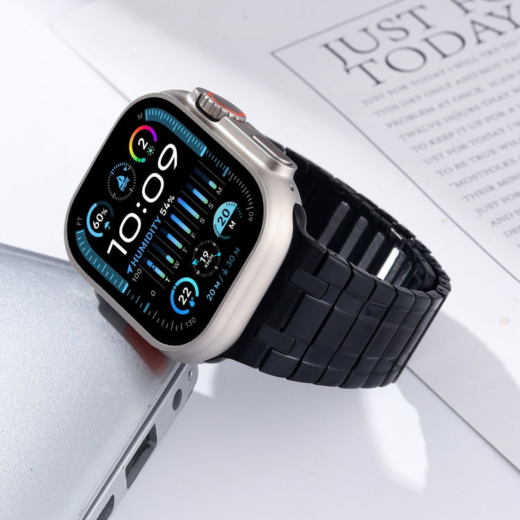 For Apple Watch Series 3 42mm Magnetic Stainless Steel Watch Band(Black) by bashfashion
