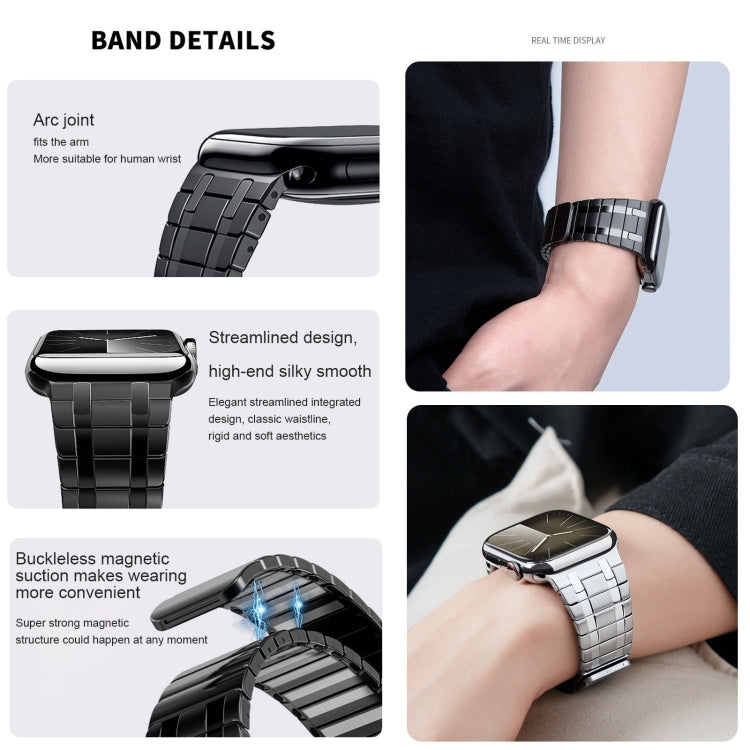 For Apple Watch Series 8 45mm Magnetic Stainless Steel Watch Band(Titanium Gold) by bashfashion