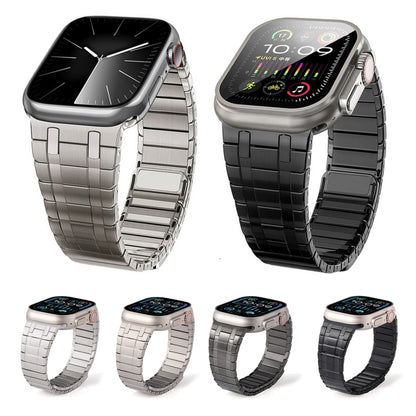For Apple Watch Series 8 45mm Magnetic Stainless Steel Watch Band(Titanium Gold) by bashfashion