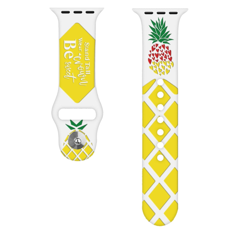 For Apple Watch Ultra 2 49mm Embossed Color Printed Silicone Watch Band(Pineapple) by bashfashion