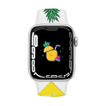 For Apple Watch Series 9 41mm Embossed Color Printed Silicone Watch Band(Pineapple) by bashfashion