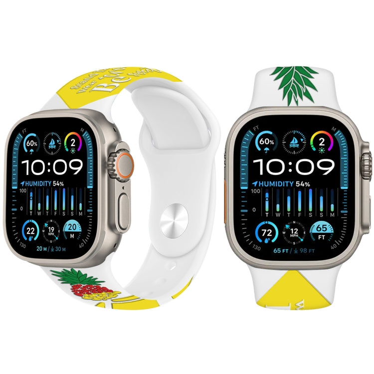 For Apple Watch Ultra 49mm Embossed Color Printed Silicone Watch Band(Pineapple) by bashfashion