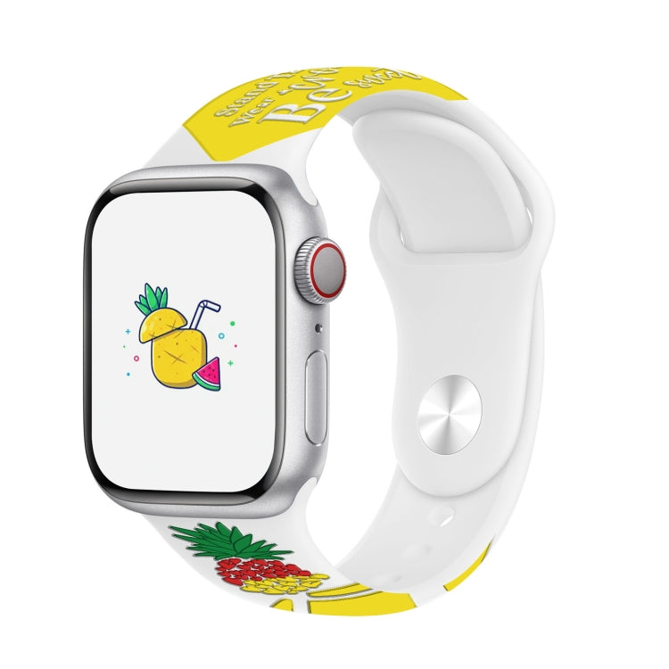 For Apple Watch Series 7 41mm Embossed Color Printed Silicone Watch Band(Pineapple) by bashfashion