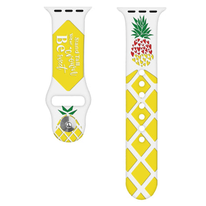 For Apple Watch Series 5 44mm Embossed Color Printed Silicone Watch Band(Pineapple) by bashfashion