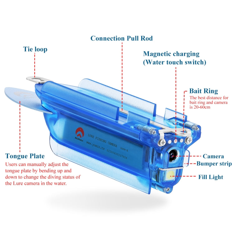 Lure 1080P Wireless Underwater Fishing Video Camera with Loop Recording / APP Remote Control(Blue) by bashfashion