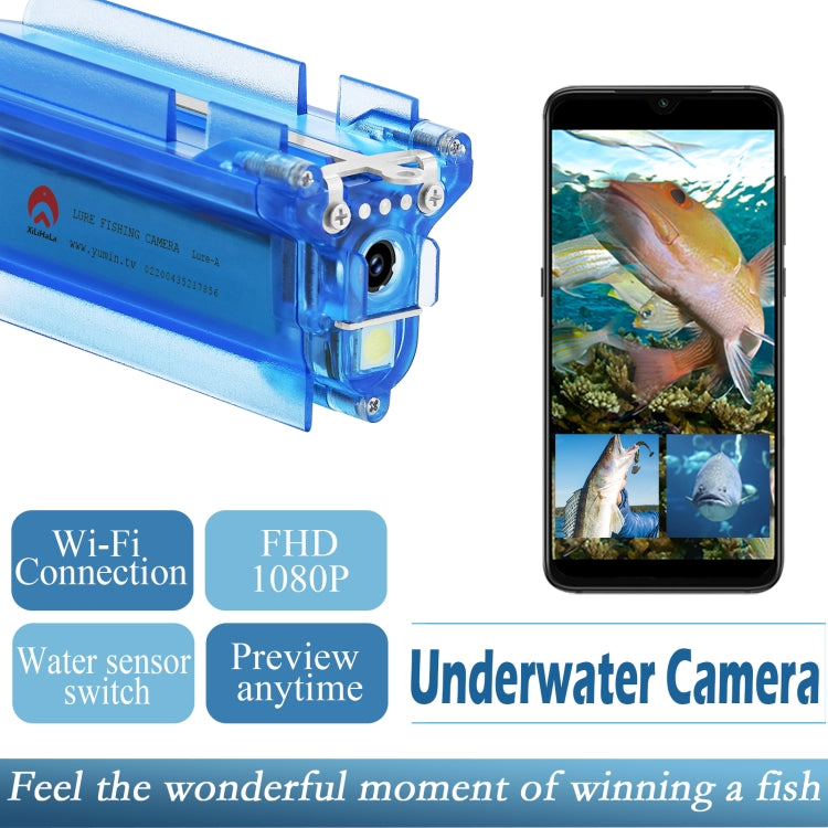 Lure 1080P Wireless Underwater Fishing Video Camera with Loop Recording / APP Remote Control(Blue) by bashfashion