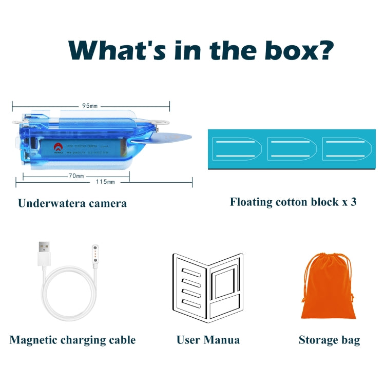 Lure 1080P Wireless Underwater Fishing Video Camera with Loop Recording / APP Remote Control(Blue) by bashfashion