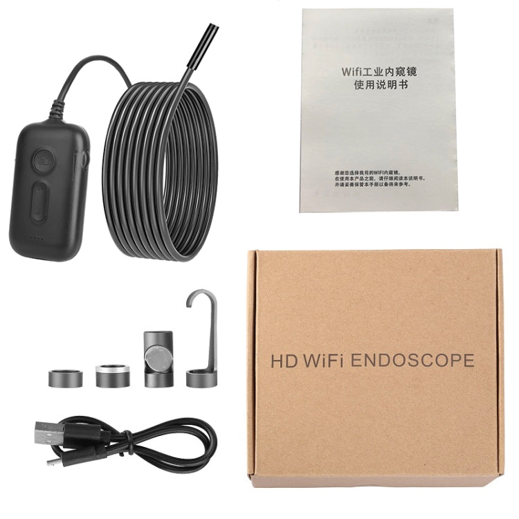 Y15 3.9mm Single Camera WiFi Connected Hard Cable HD Industrial Endoscope, Length:3.5m(Black) by bashfashion