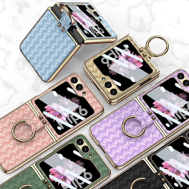 For Samsung Galaxy Z Flip6 / Flip7 FE GKK Integrated Plating Weave Texture Phone Case with Ring Holder(Pink) by GKK