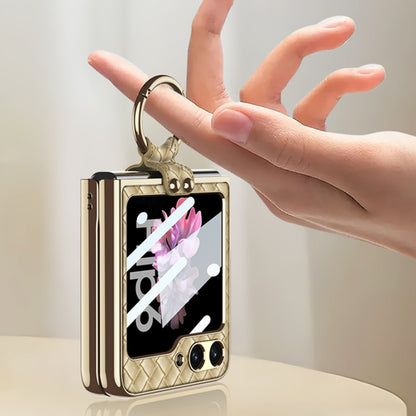 For Samsung Galaxy Z Flip6 / Flip7 FE GKK Integrated Plating Weave Texture Phone Case with Ring Holder(Pink) by GKK