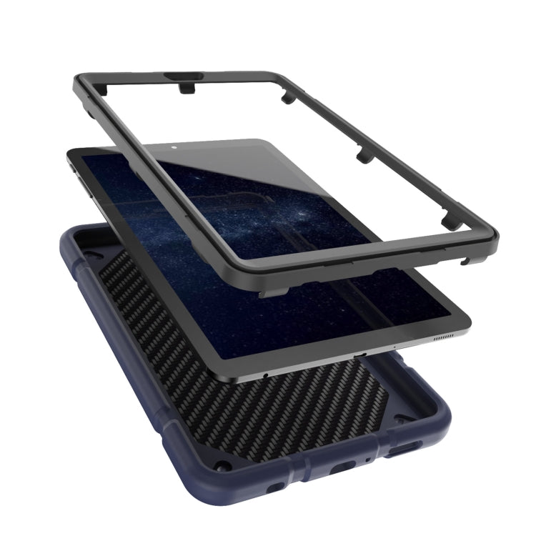 For Samsung Galaxy Tab A7 Lite Armor Holder Silicone Hybrid PC Tablet Case(Navy Blue Black) by bashfashion