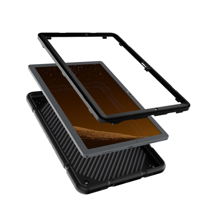 For Samsung Galaxy Tab A8 Armor Holder Silicone Hybrid PC Tablet Case(Black) by bashfashion