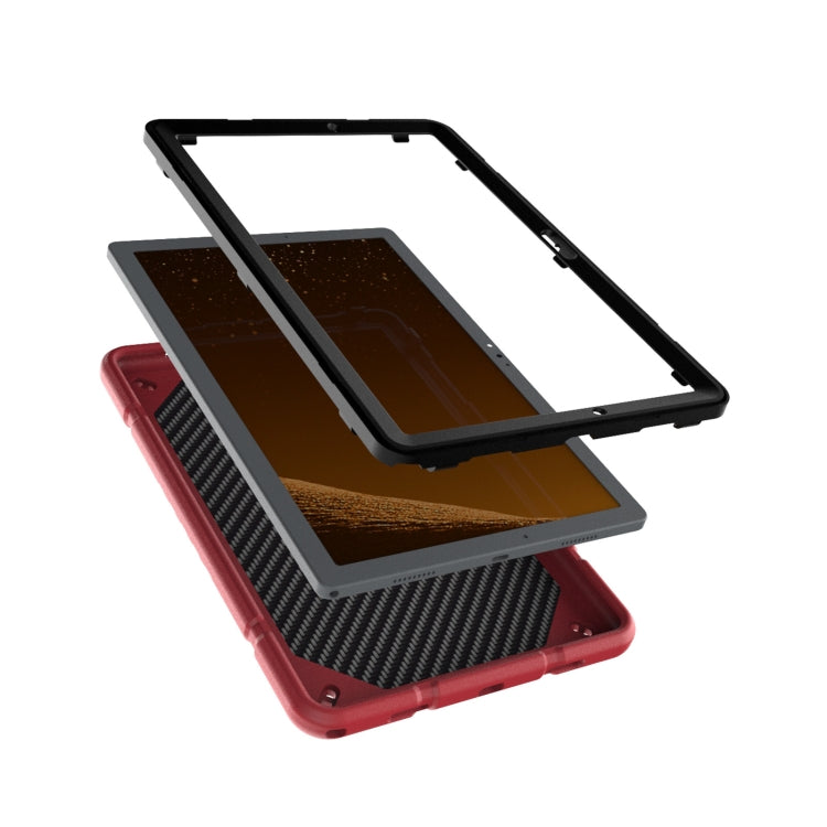 For Samsung Galaxy Tab A8 Armor Holder Silicone Hybrid PC Tablet Case(Red Black) by bashfashion