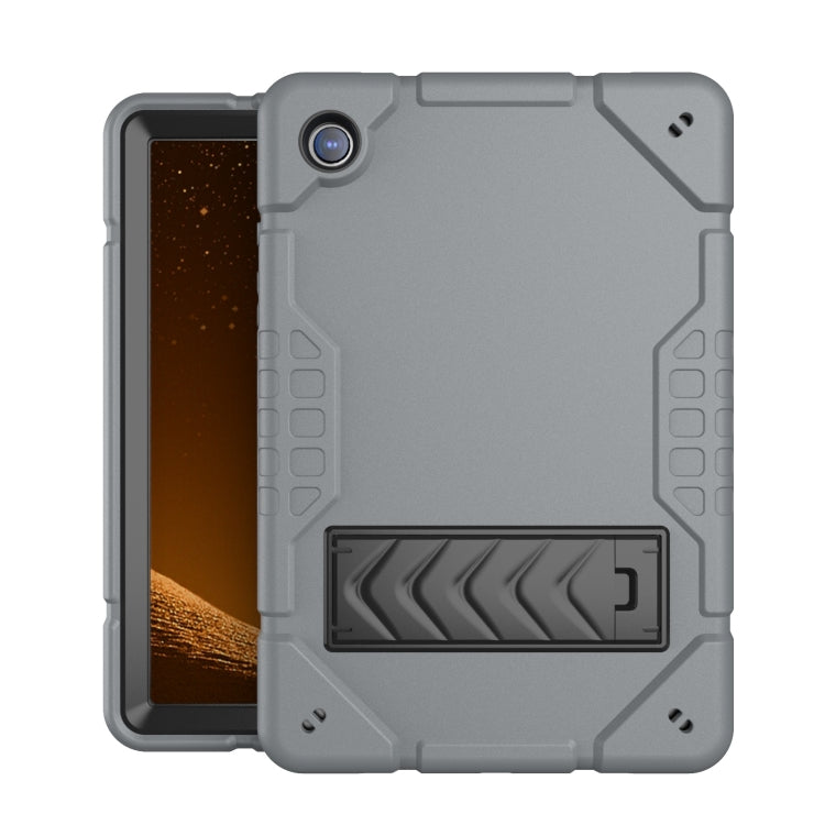 For Samsung Galaxy Tab A8 Armor Holder Silicone Hybrid PC Tablet Case(Grey Black) by bashfashion