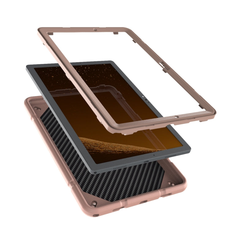 For Samsung Galaxy Tab A8 Armor Holder Silicone Hybrid PC Tablet Case(Rose Gold) by bashfashion