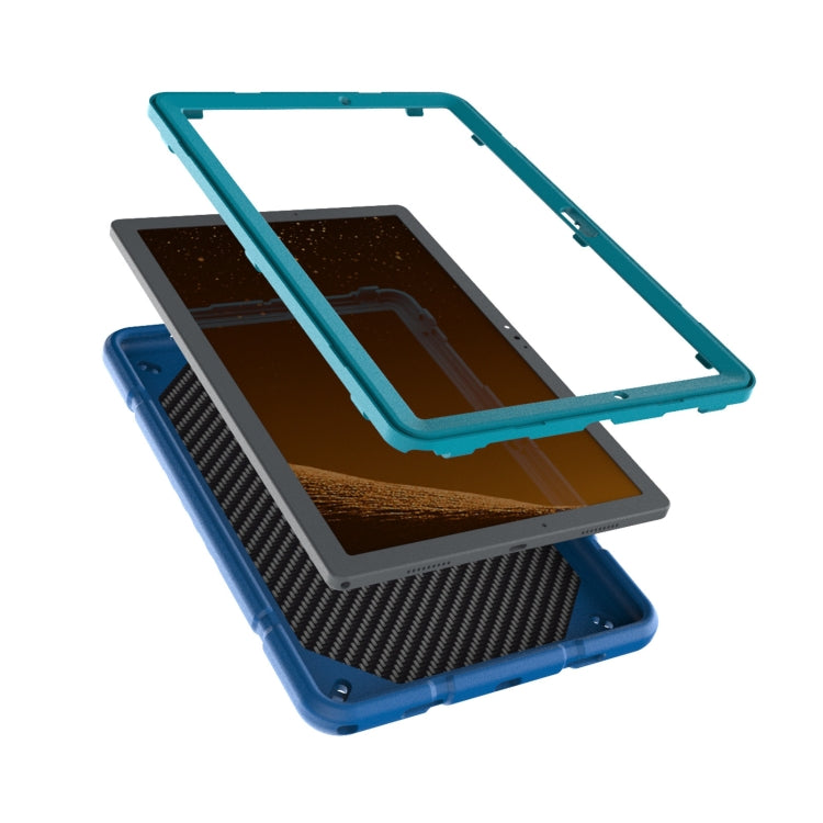 For Samsung Galaxy Tab A8 Armor Holder Silicone Hybrid PC Tablet Case(Blue) by bashfashion