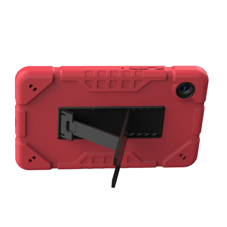 For Samsung Galaxy Tab A11 / A9 Armor Holder Silicone Hybrid PC Tablet Case(Red Black) by bashfashion
