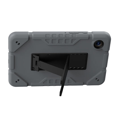 For Samsung Galaxy Tab A11 / A9 Armor Holder Silicone Hybrid PC Tablet Case(Grey Black) by bashfashion