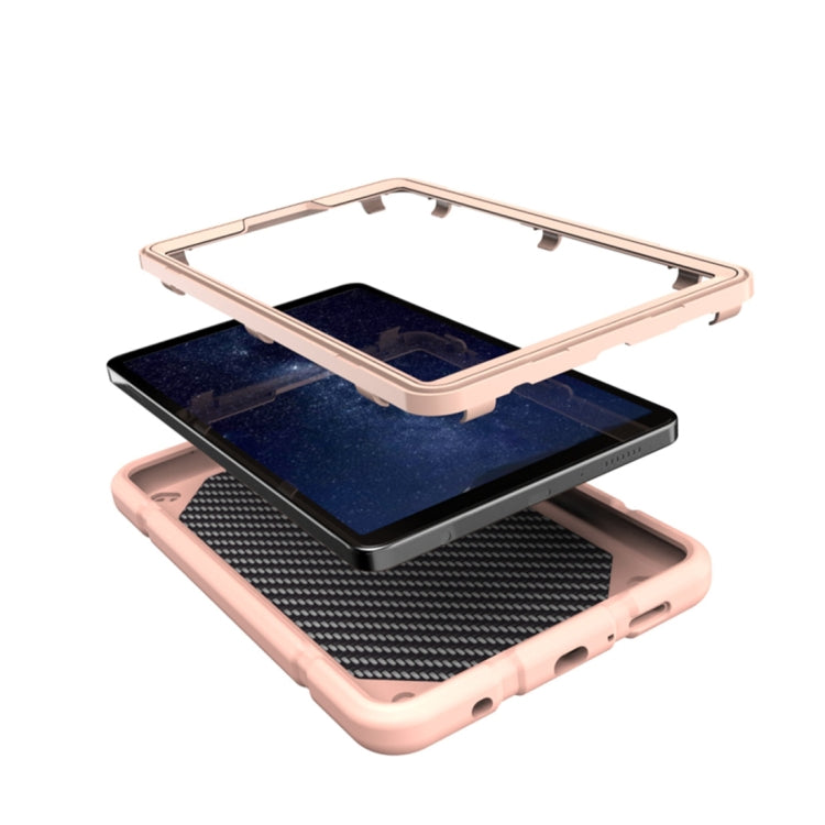 For Samsung Galaxy Tab A11 / A9 Armor Holder Silicone Hybrid PC Tablet Case(Rose Gold) by bashfashion