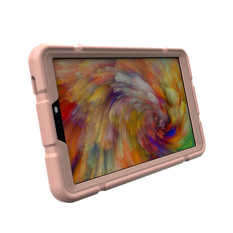 For Samsung Galaxy Tab A11 / A9 Armor Holder Silicone Hybrid PC Tablet Case(Rose Gold) by bashfashion