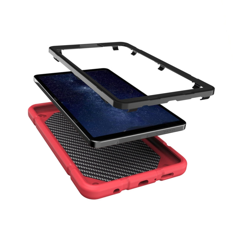 For Samsung Galaxy Tab A11+ / A9+ Armor Holder Silicone Hybrid PC Tablet Case(Red Black) by bashfashion