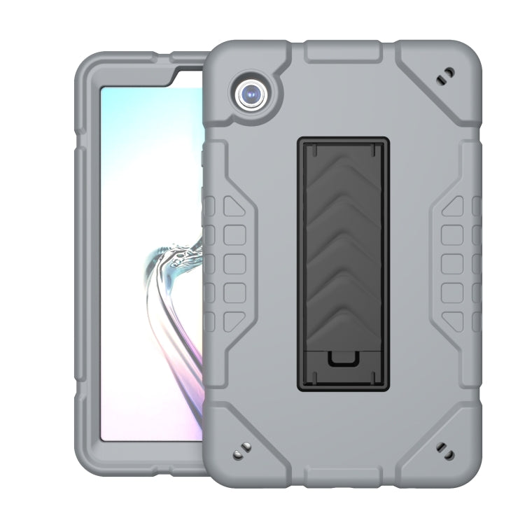 For Samsung Galaxy Tab A11+ / A9+ Armor Holder Silicone Hybrid PC Tablet Case(Grey Black) by bashfashion