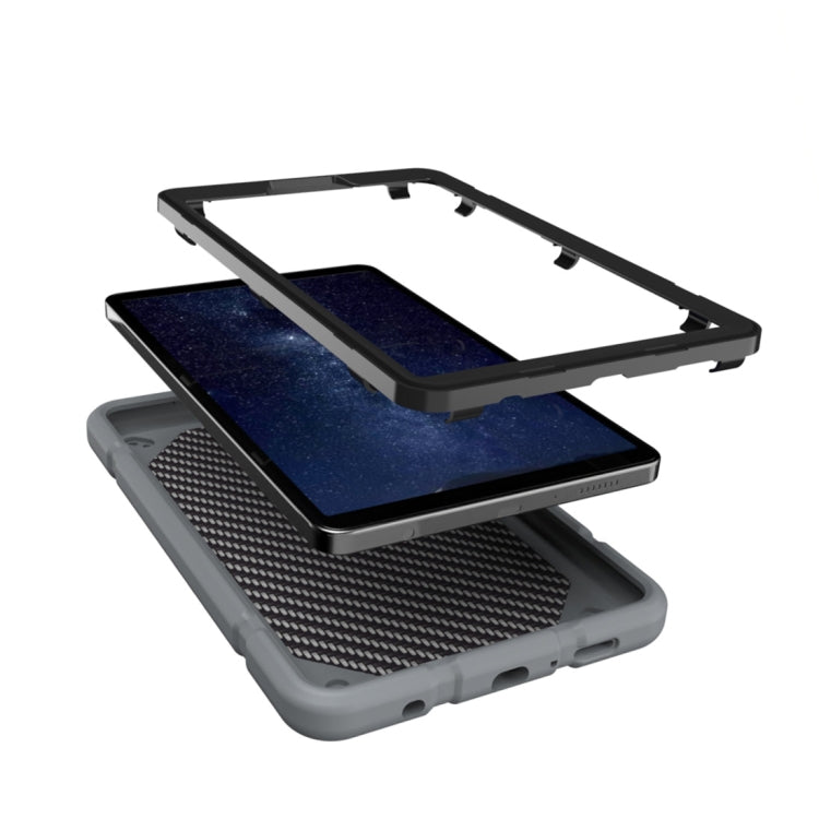 For Samsung Galaxy Tab A11+ / A9+ Armor Holder Silicone Hybrid PC Tablet Case(Grey Black) by bashfashion