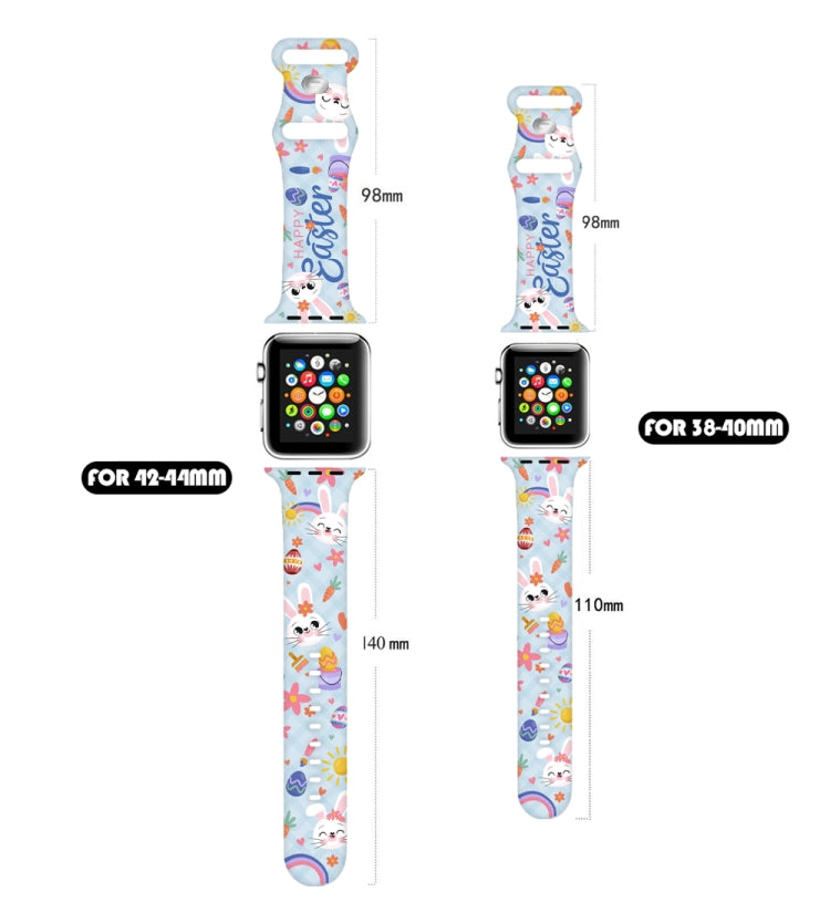 For Apple Watch Ultra 2 49mm Butterfly Buckle Easter Printed Silicone Watch Band(Bunny Blue) by bashfashion