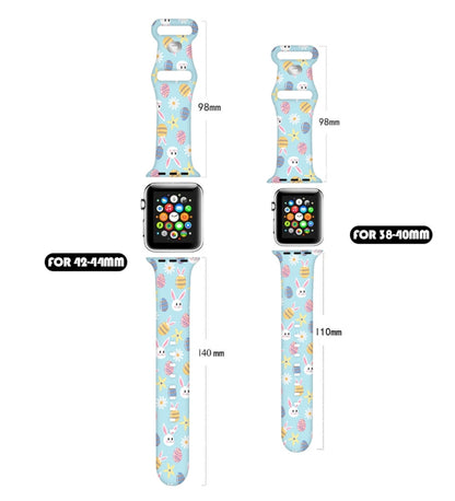 For Apple Watch SE 2022 40mm Butterfly Buckle Easter Printed Silicone Watch Band(Easter Eggs Blue) by bashfashion