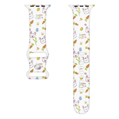 For Apple Watch Series 7 41mm Butterfly Buckle Easter Printed Silicone Watch Band(Gourd White) by bashfashion
