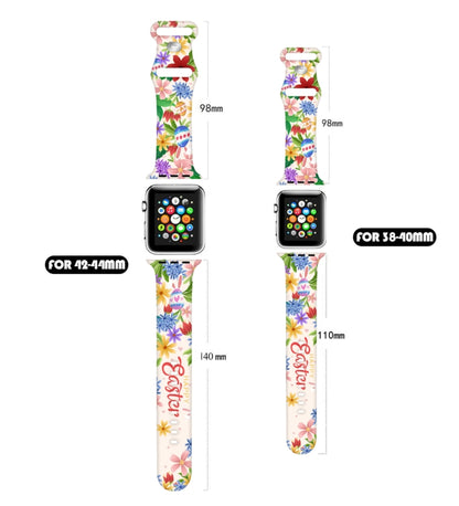 For Apple Watch SE 40mm Butterfly Buckle Easter Printed Silicone Watch Band(Color Flowers) by bashfashion