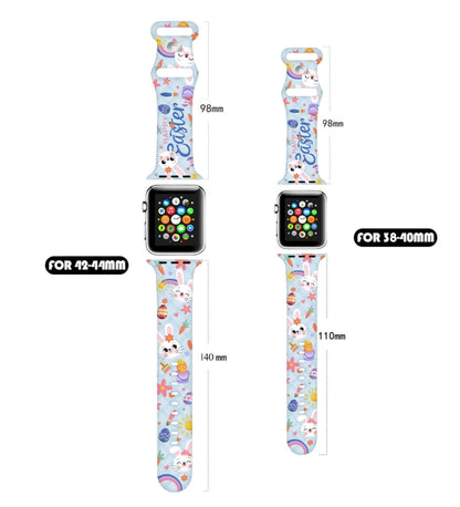 For Apple Watch Series 6 44mm Butterfly Buckle Easter Printed Silicone Watch Band(Bunny Blue) by bashfashion