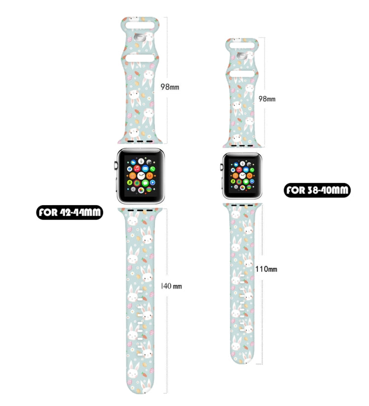 For Apple Watch Series 5 44mm Butterfly Buckle Easter Printed Silicone Watch Band(Bunny Light Green) by bashfashion