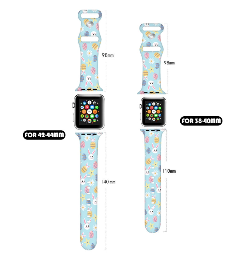 For Apple Watch Series 5 44mm Butterfly Buckle Easter Printed Silicone Watch Band(Easter Eggs Blue) by bashfashion