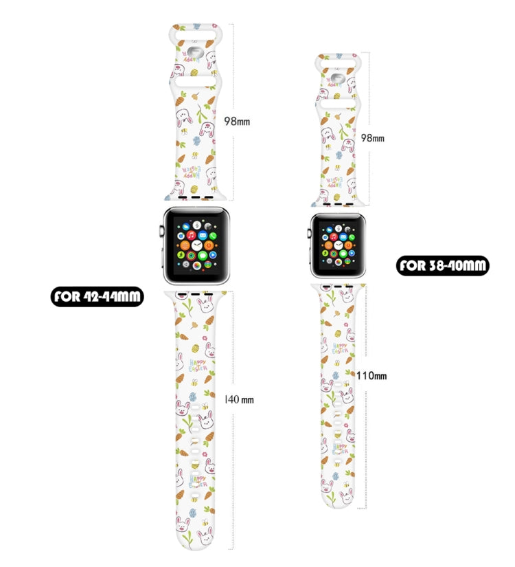 For Apple Watch Series 4 40mm Butterfly Buckle Easter Printed Silicone Watch Band(Gourd White) by bashfashion