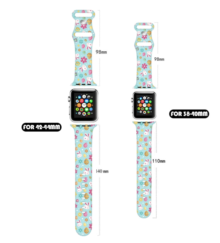 For Apple Watch Series 3 38mm Butterfly Buckle Easter Printed Silicone Watch Band(Easter Egg Green) by bashfashion