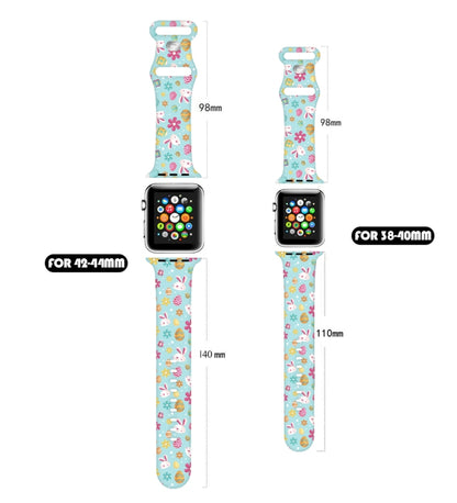 For Apple Watch Series 3 38mm Butterfly Buckle Easter Printed Silicone Watch Band(Easter Egg Green) by bashfashion