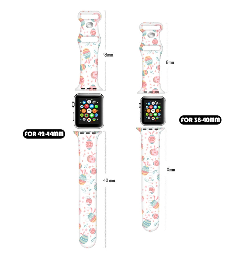 For Apple Watch Series 3 42mm Butterfly Buckle Easter Printed Silicone Watch Band(Easter Eggs White) by bashfashion