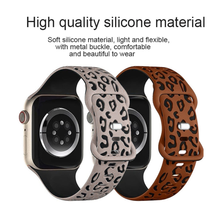 For Apple Watch Ultra 49mm Concave Leopard Printed Silicone Watch Band(Black Starlight) by bashfashion