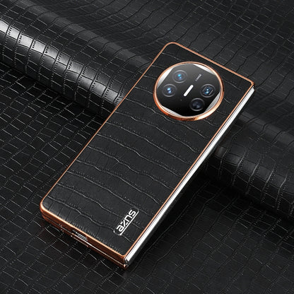 For Huawei Mate X3 / X5 AZNS Electroplated Frame Crocodile Texture Full Coverage Phone Case(Black) by AZNS