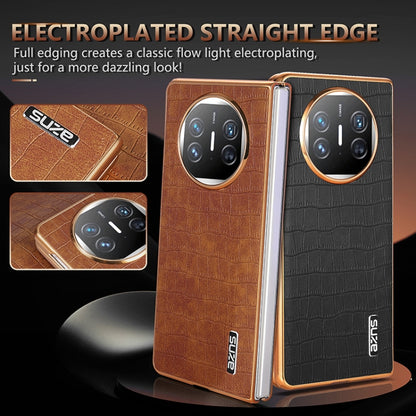 For Huawei Mate X3 / X5 AZNS Electroplated Frame Crocodile Texture Full Coverage Phone Case(Brown) by AZNS
