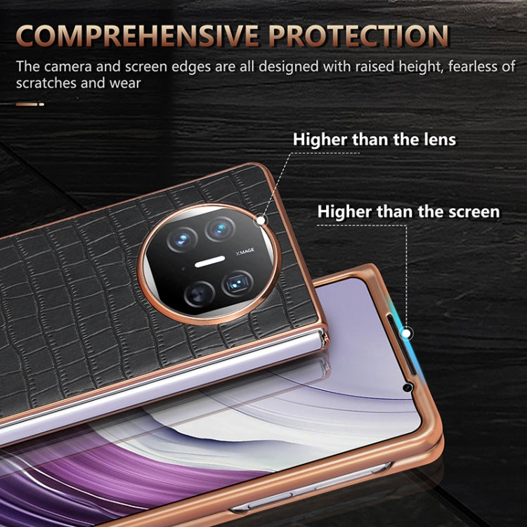 For Huawei Mate X3 / X5 AZNS Electroplated Frame Crocodile Texture Full Coverage Phone Case(Brown) by AZNS