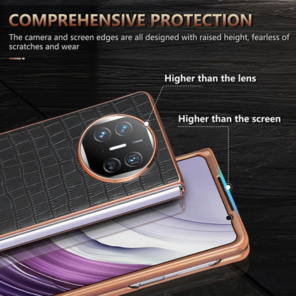 For Huawei Mate X3 / X5 AZNS Electroplated Frame Crocodile Texture Full Coverage Phone Case(Brown) by AZNS