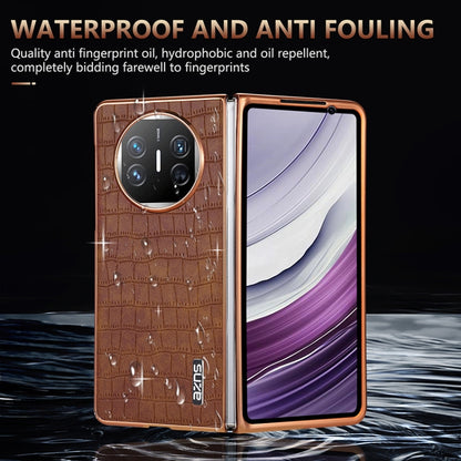 For Huawei Mate X3 / X5 AZNS Electroplated Frame Crocodile Texture Full Coverage Phone Case(Brown) by AZNS