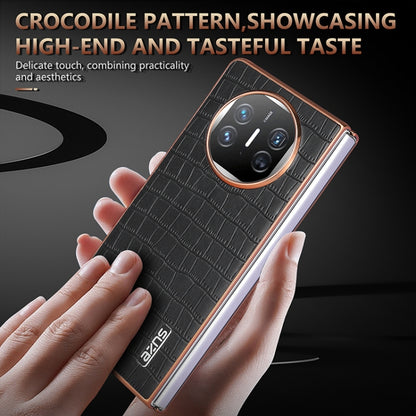 For Huawei Mate X3 / X5 AZNS Electroplated Frame Crocodile Texture Full Coverage Phone Case(Brown) by AZNS