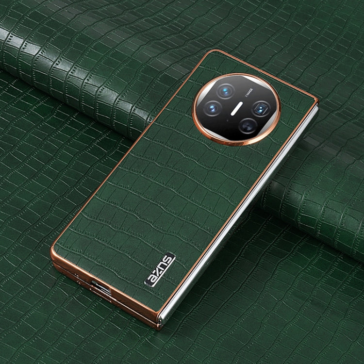 For Huawei Mate X3 / X5 AZNS Electroplated Frame Crocodile Texture Full Coverage Phone Case(Green) by AZNS