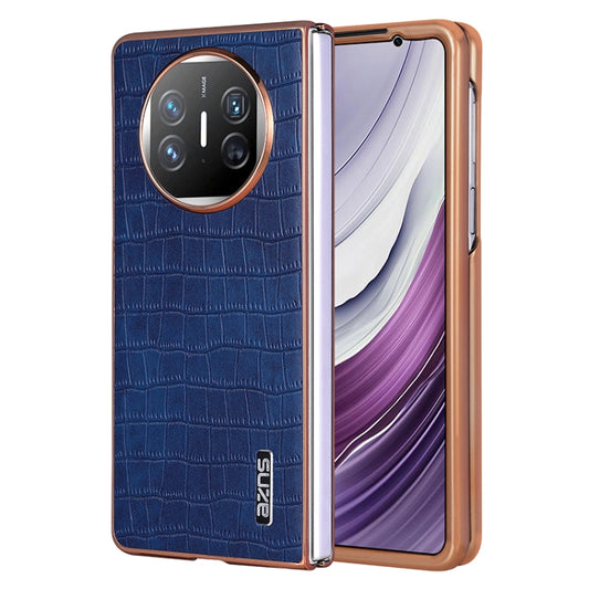 For Huawei Mate X3 / X5 AZNS Electroplated Frame Crocodile Texture Full Coverage Phone Case(Blue) by AZNS
