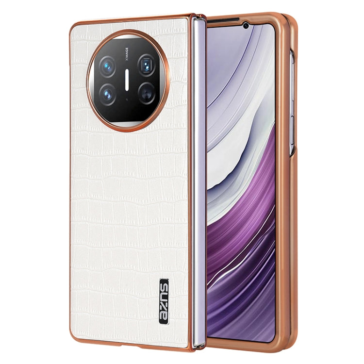 For Huawei Mate X3 / X5 AZNS Electroplated Frame Crocodile Texture Full Coverage Phone Case(White) by AZNS