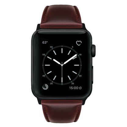 For Apple Watch Ultra 2 49mm Oil Wax Genuine Leather Watch Band(Red Brown) by bashfashion