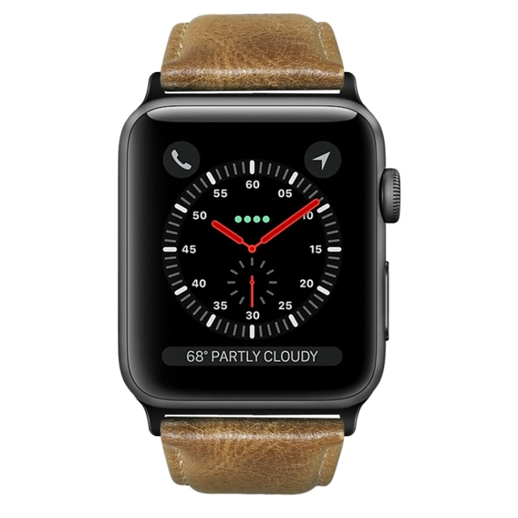 For Apple Watch Ultra 2 49mm Oil Wax Genuine Leather Watch Band(Yellow Brown) by bashfashion